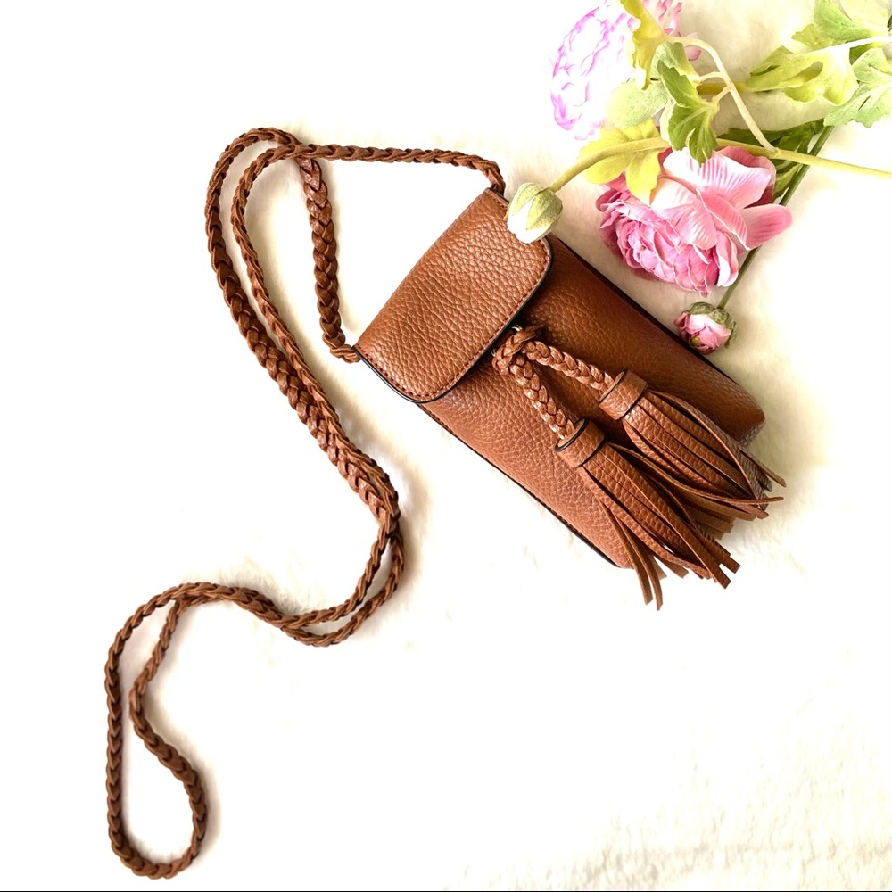 Brown Crossbody Bag with Tassel